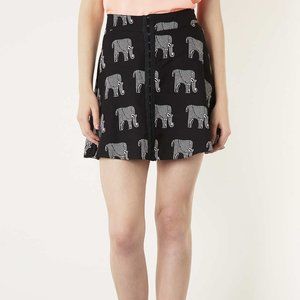 Topshop Elephant Print Skater Skirt